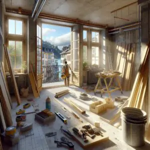 Appartement en rénovation avec vue sur la ville